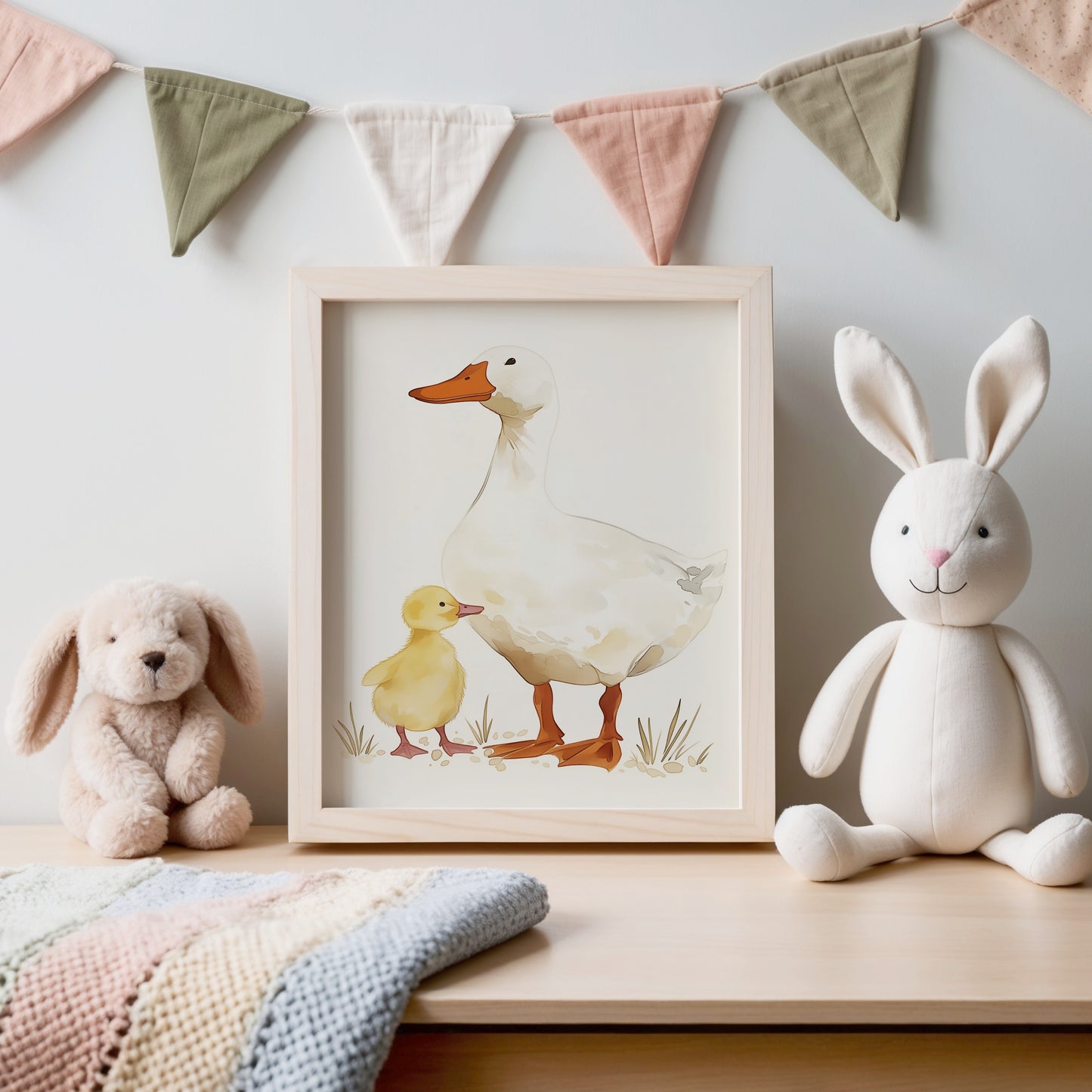 Duck and Duckling Illustration for Nursery Decor product