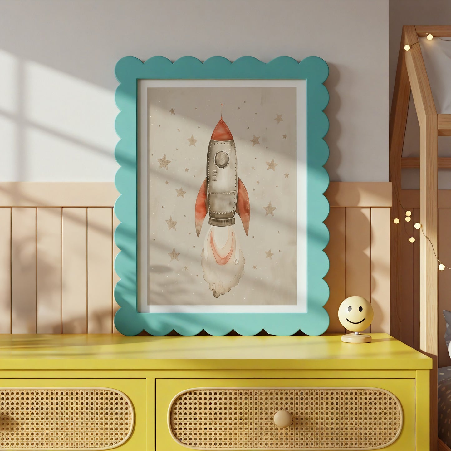Whimsical Rocket Picture For Children's Room Decor product