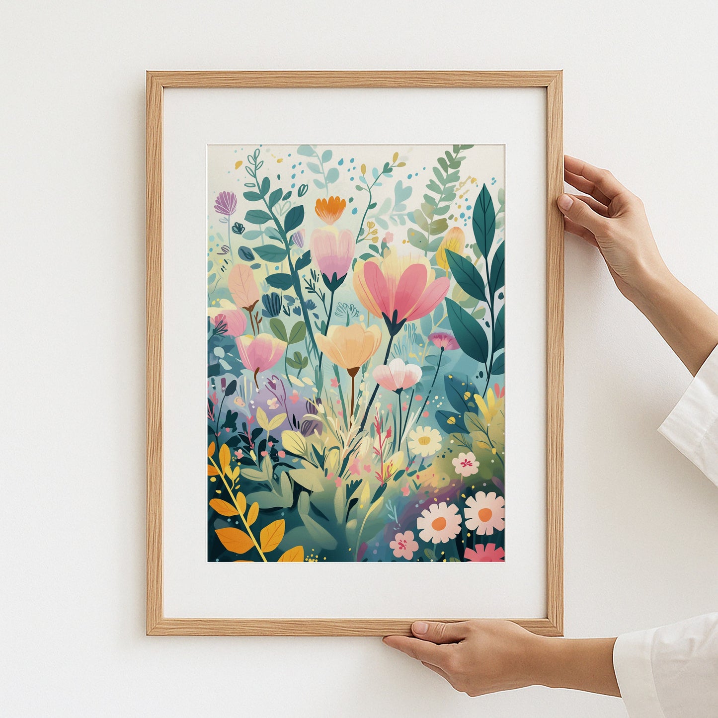 Colorful Floral Design in Wooden Frame Art product