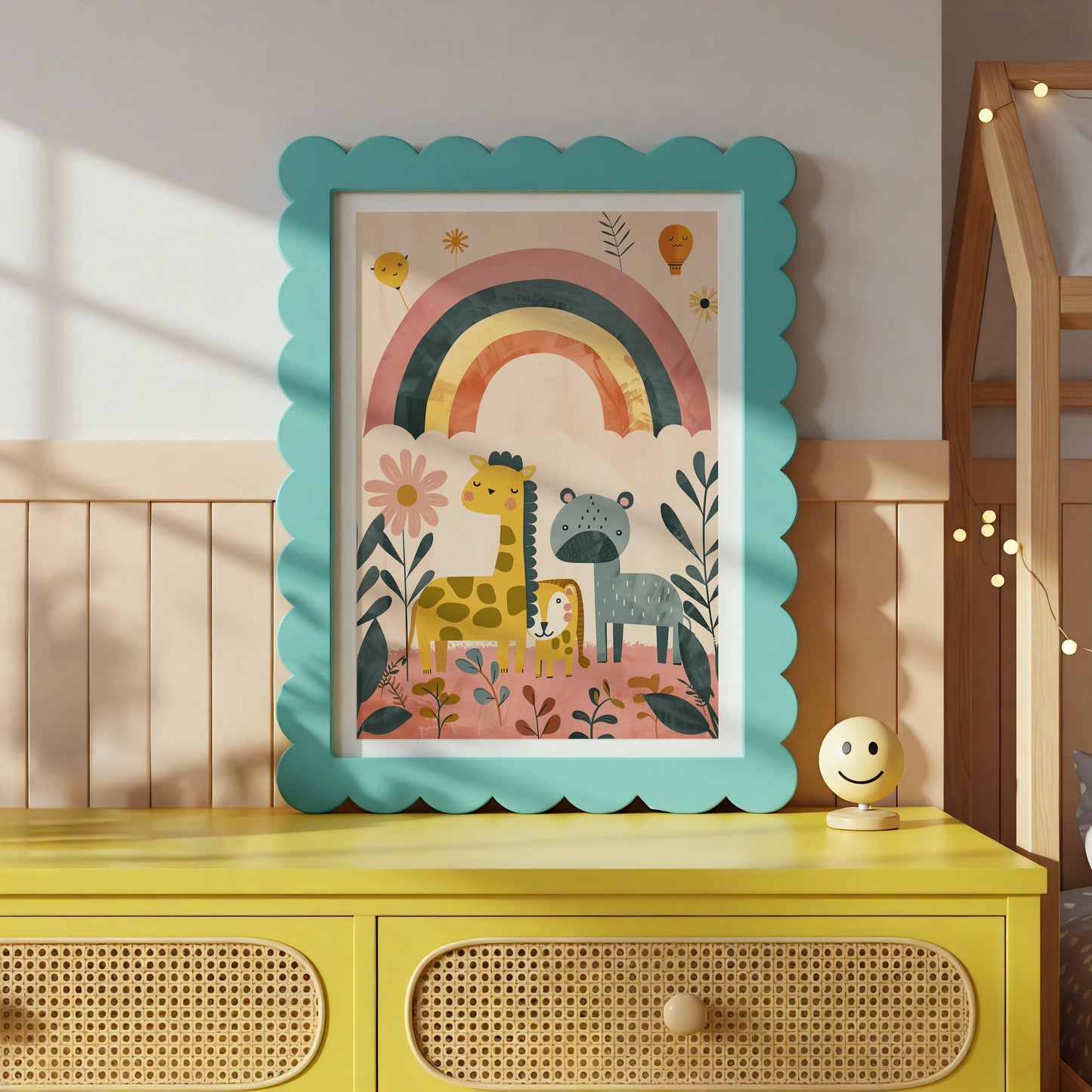 Rainbow and Animals Colorful Nursery Decor product