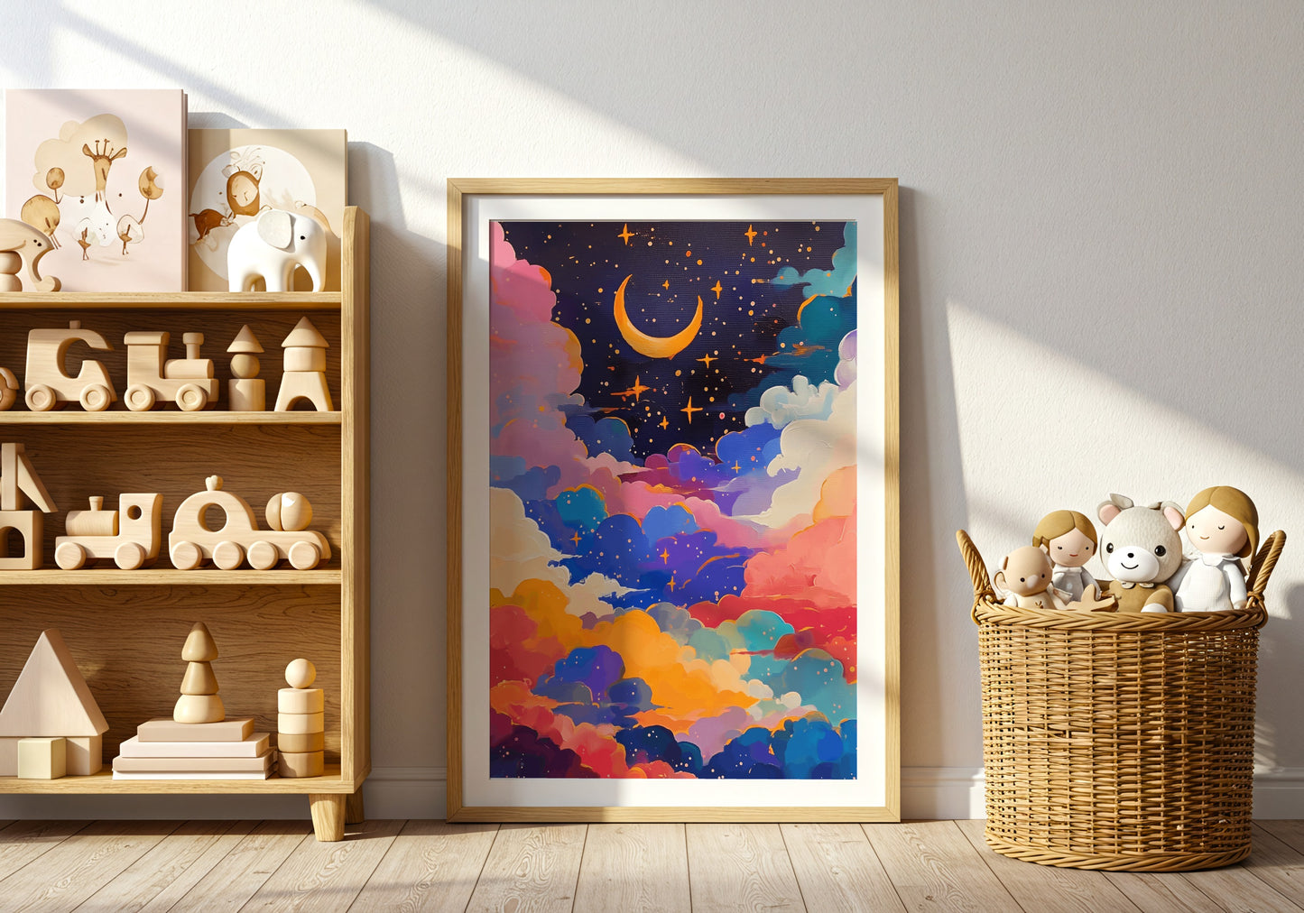 Vibrant Celestial Stars and Clouds Framed Art product
