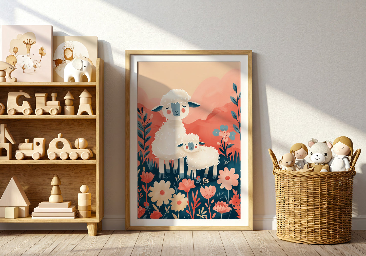 Adorable Pastel Sheep Family Wall Decor art product