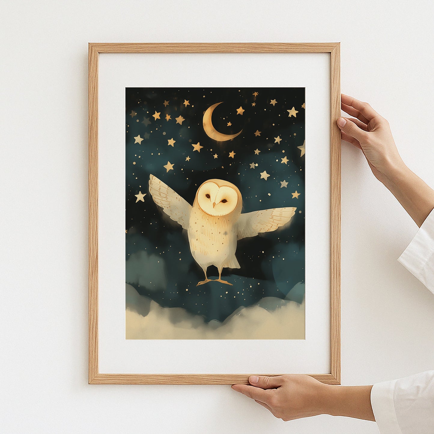 Enchanting Owl Under Moon and Stars Wall Art product type