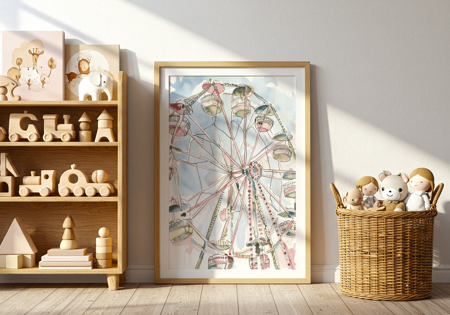 Whimsical Ferris Wheel Illustrated Art Print product