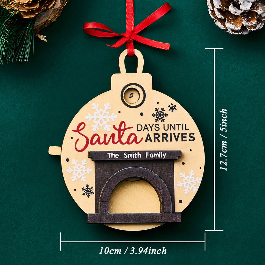 Santa in Fireplace Christmas Countdown Ornament