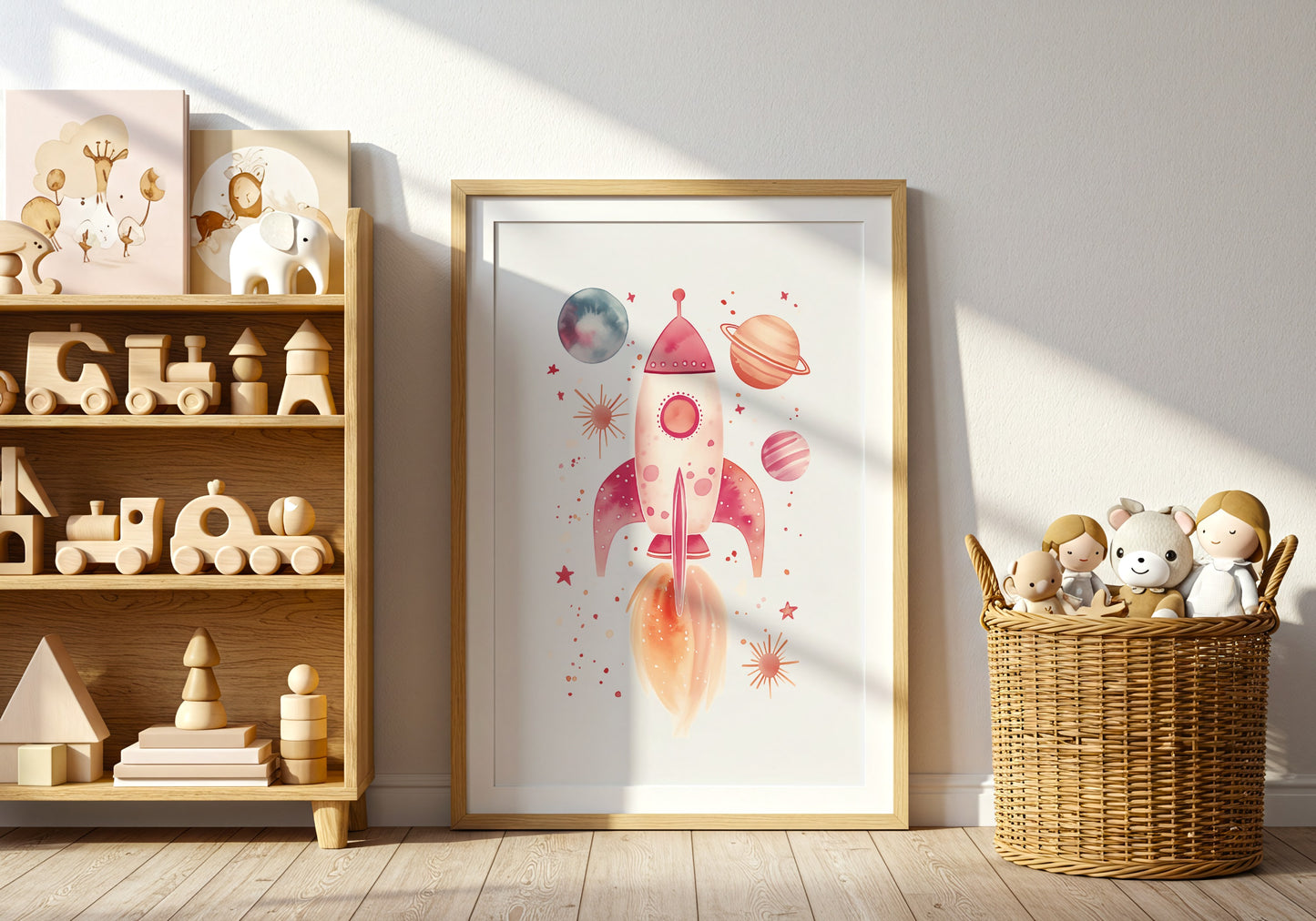 Rocket and Planets Print for Kids Room Decor product type