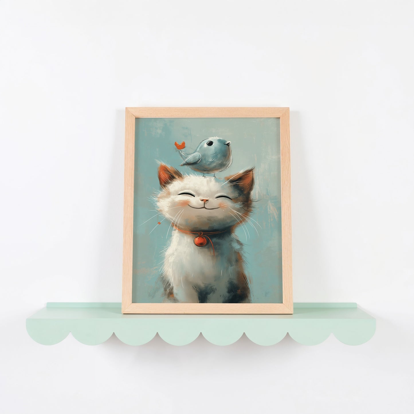 Charming Cat and Bird Artwork for Home or Office Decor product type