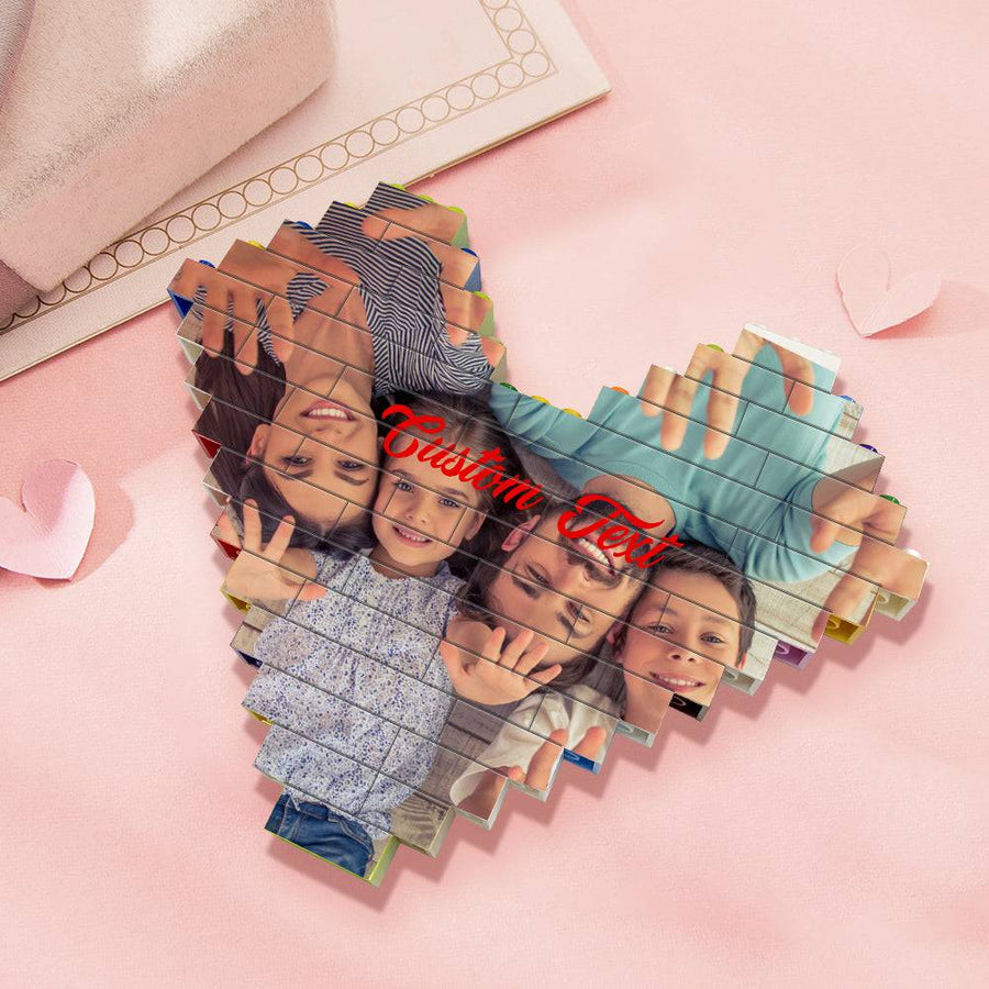 Custom Heart-Shaped Photo Building Brick Display