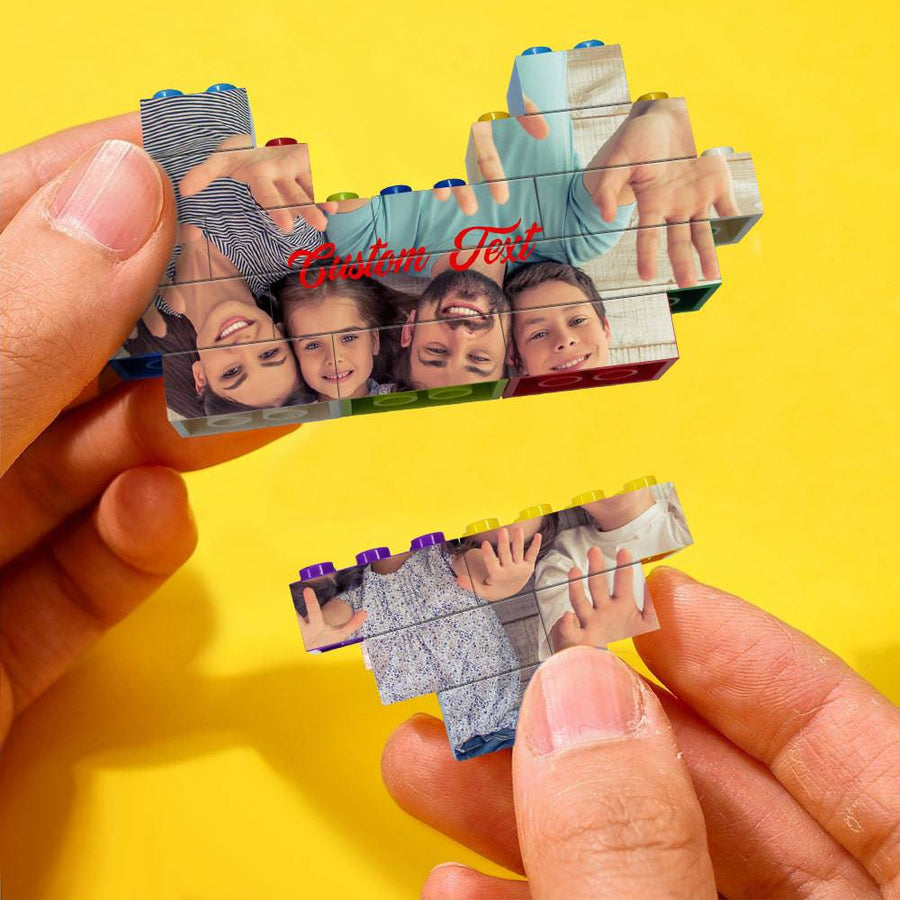 Custom Heart-Shaped Photo Building Brick Display
