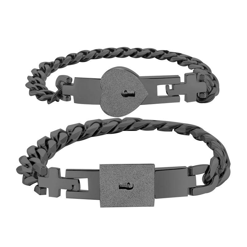 Matching Lock & Key Couple Bracelets Set