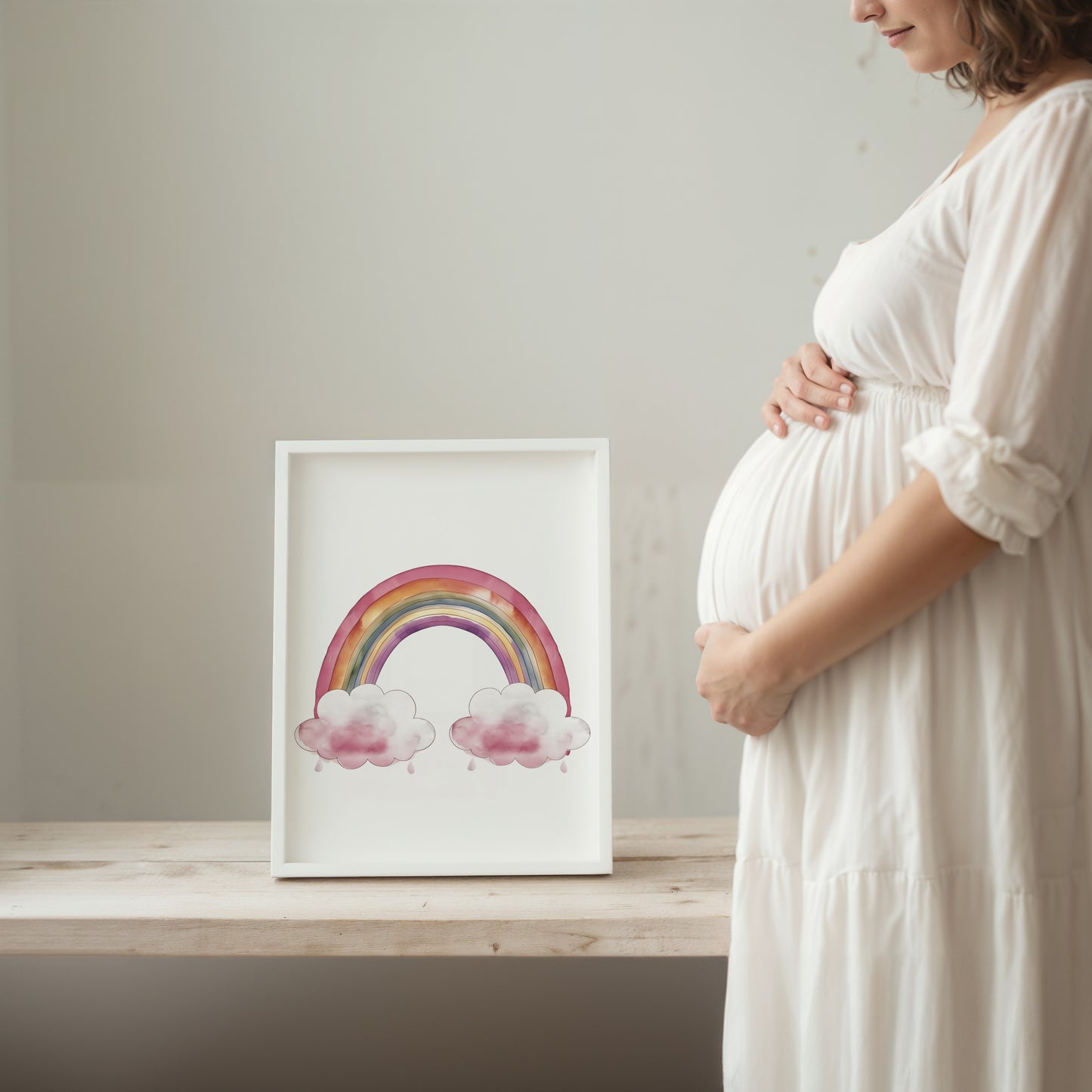 Colorful Rainbow with Clouds Art Print product