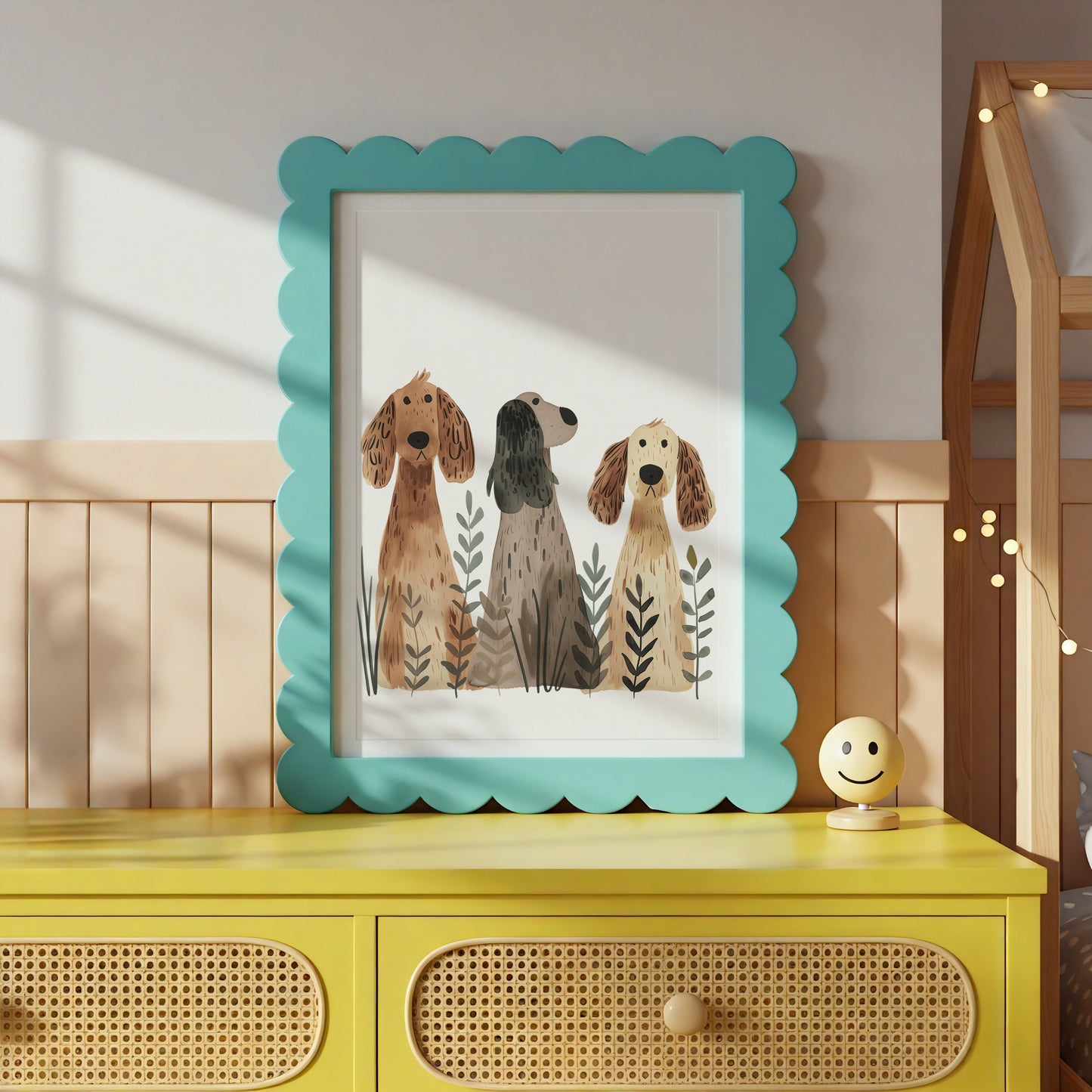 Charming Trio of Dogs in Creative Framed Print product type