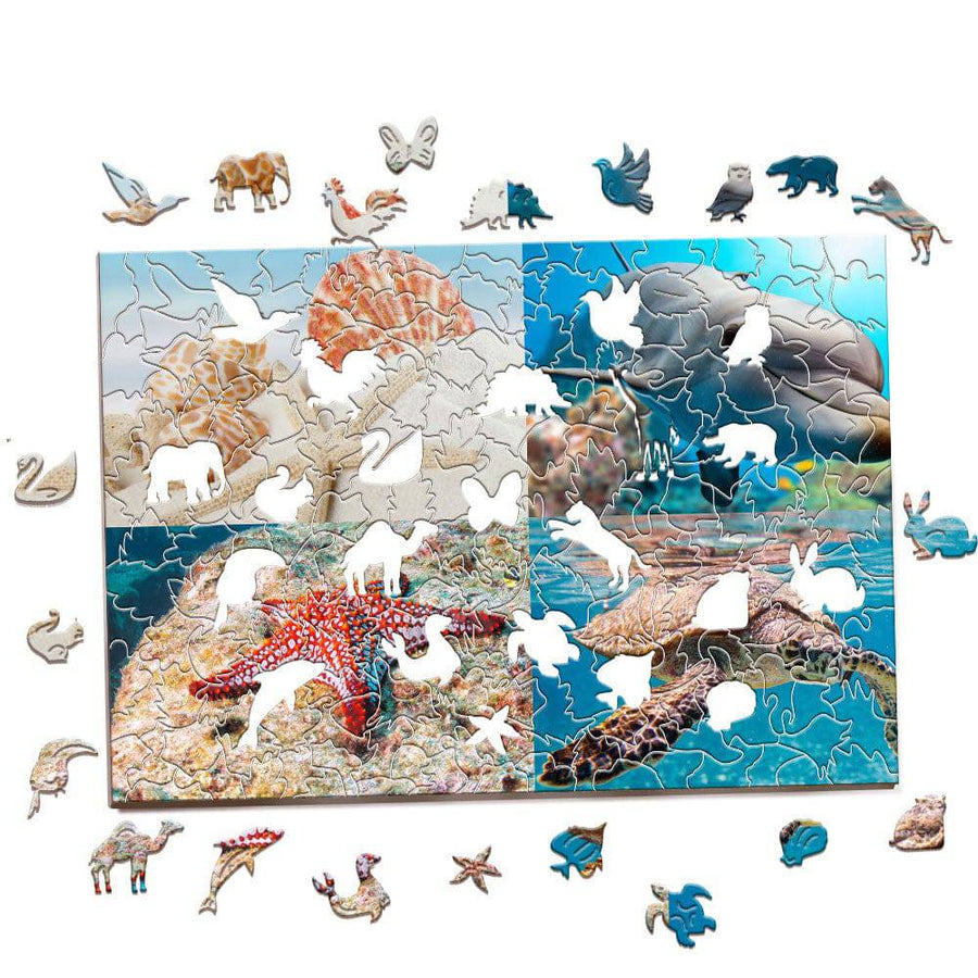 Personalized Photo Wood Jigsaw Puzzle with Animal-Shaped Pieces