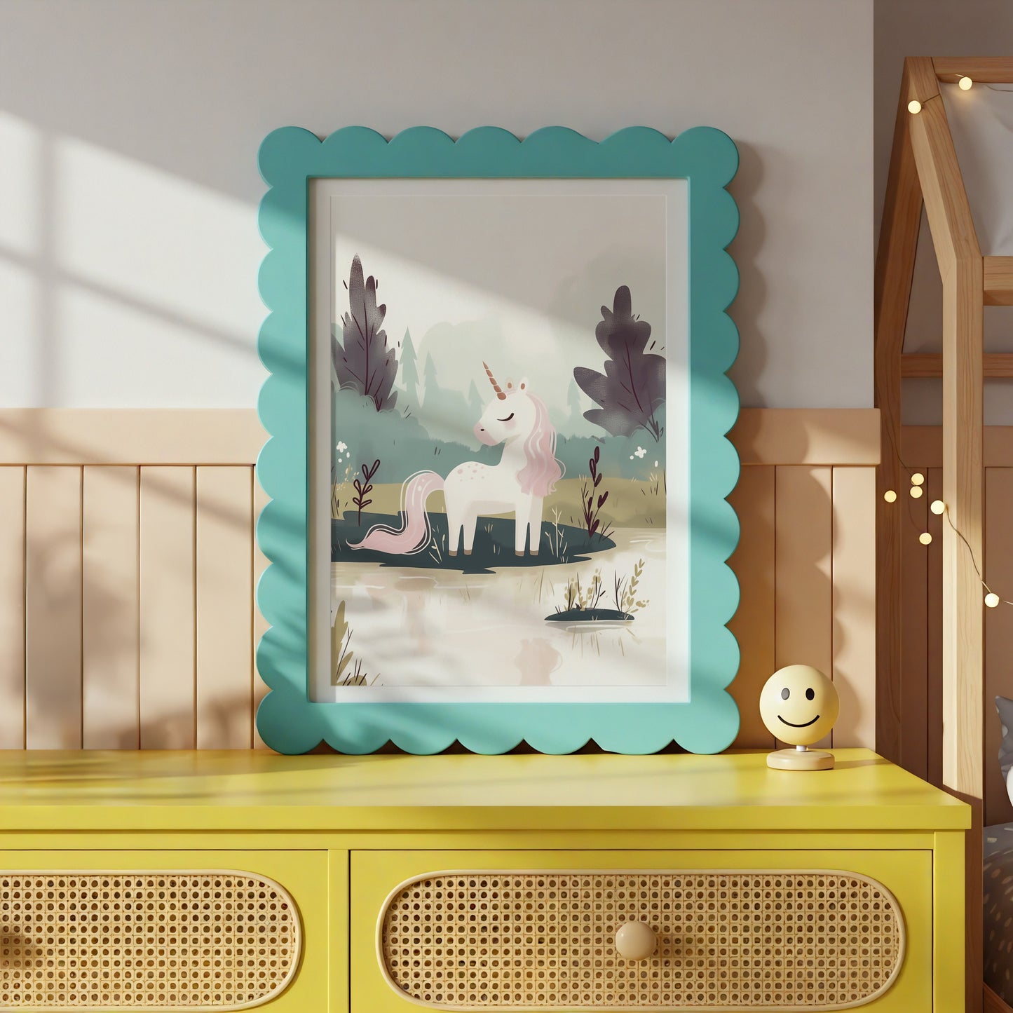Pastel Unicorn Art Print for Kids Room Decoration product type
