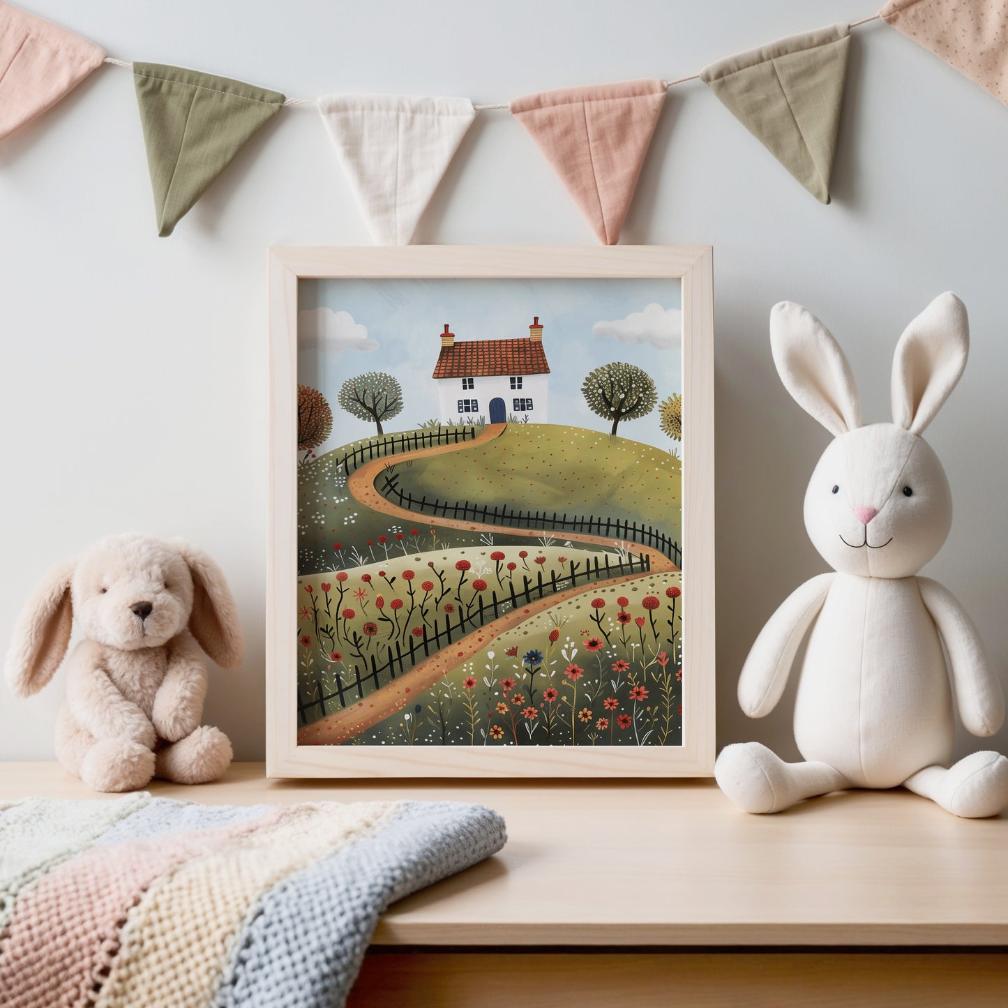 Whimsical Cottage And Animals Nursery Wall Art product