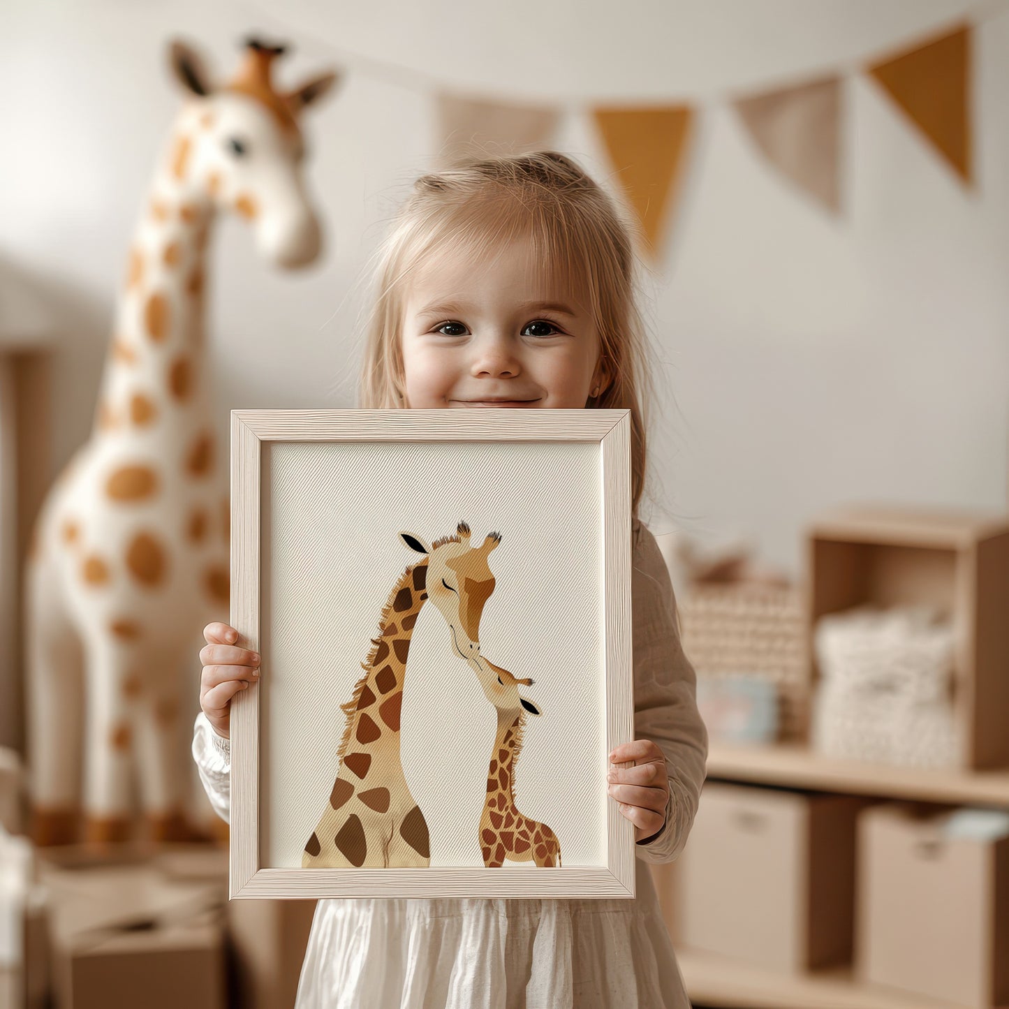 Giraffe Mother and Baby Nursery Wall Art product