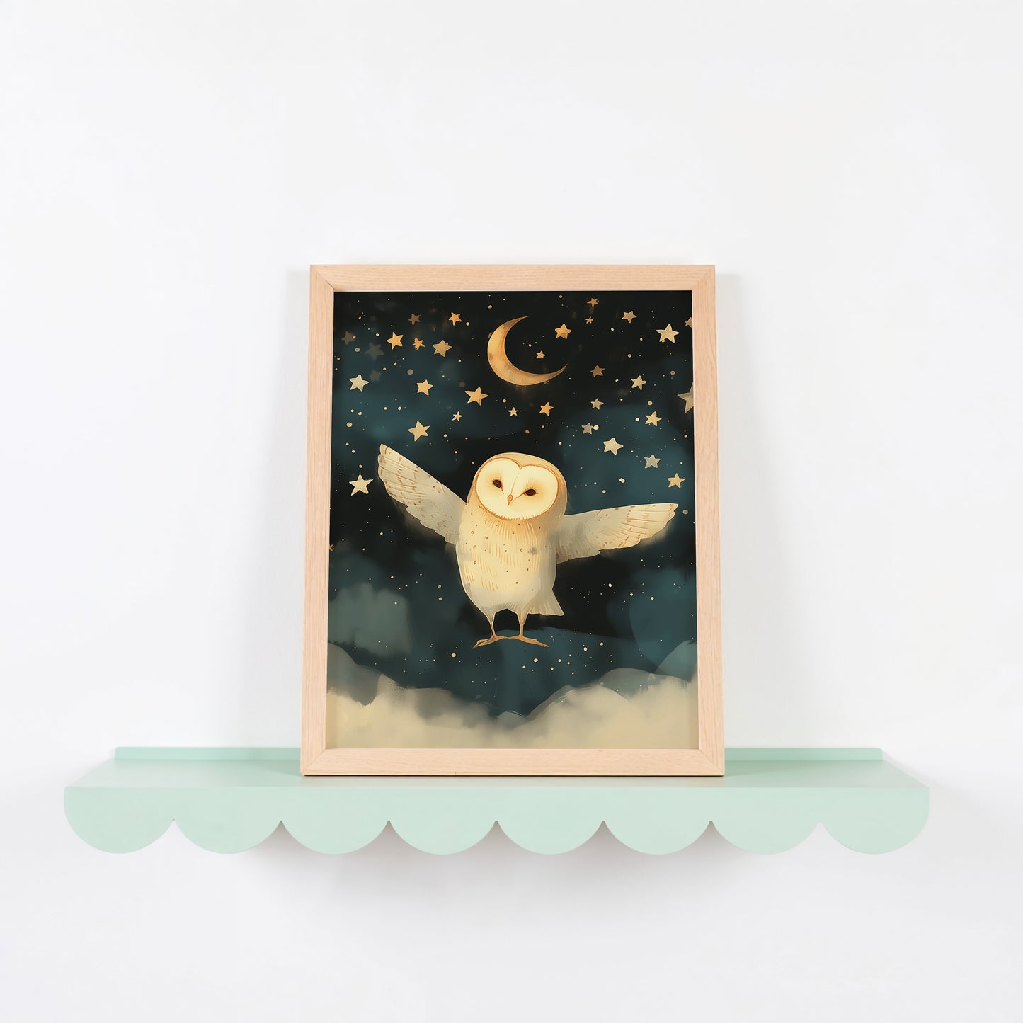 Enchanting Owl Under Moon and Stars Artwork product type