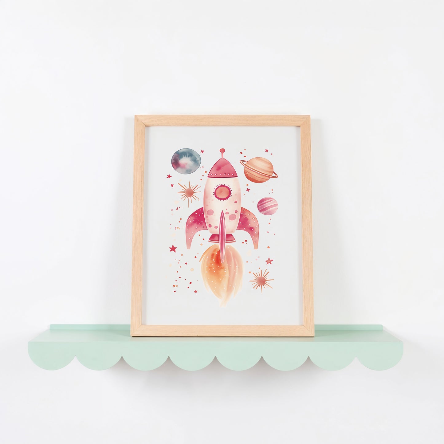Colorful Rocket Wall Art Print Family Room Decor product type