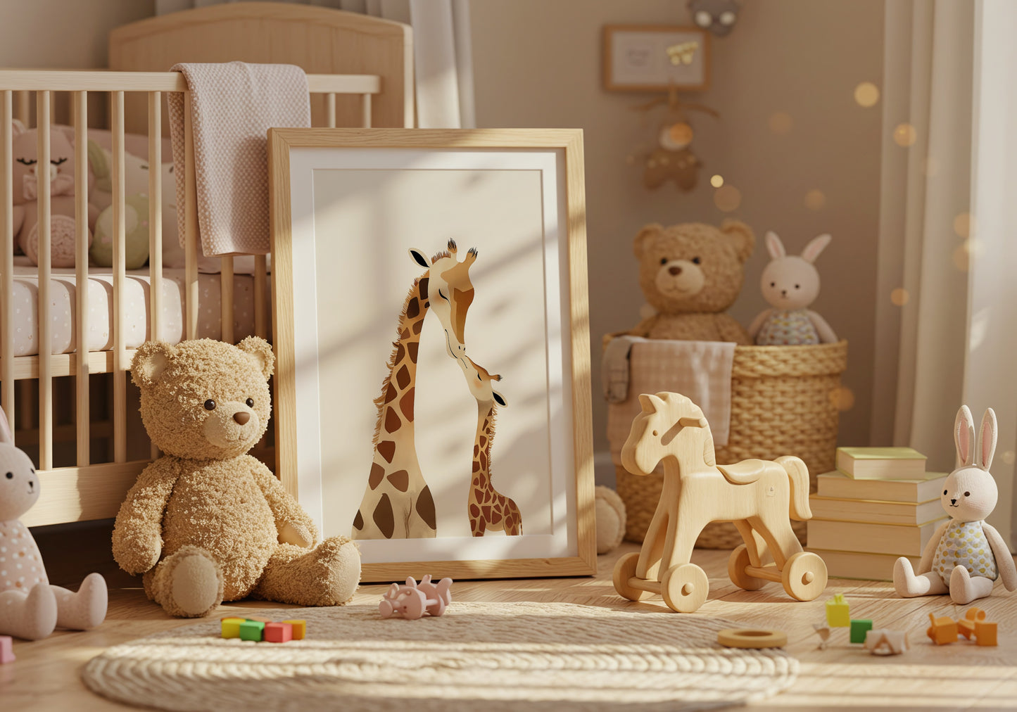 Adorable Giraffe Family Nursery Art Print product type