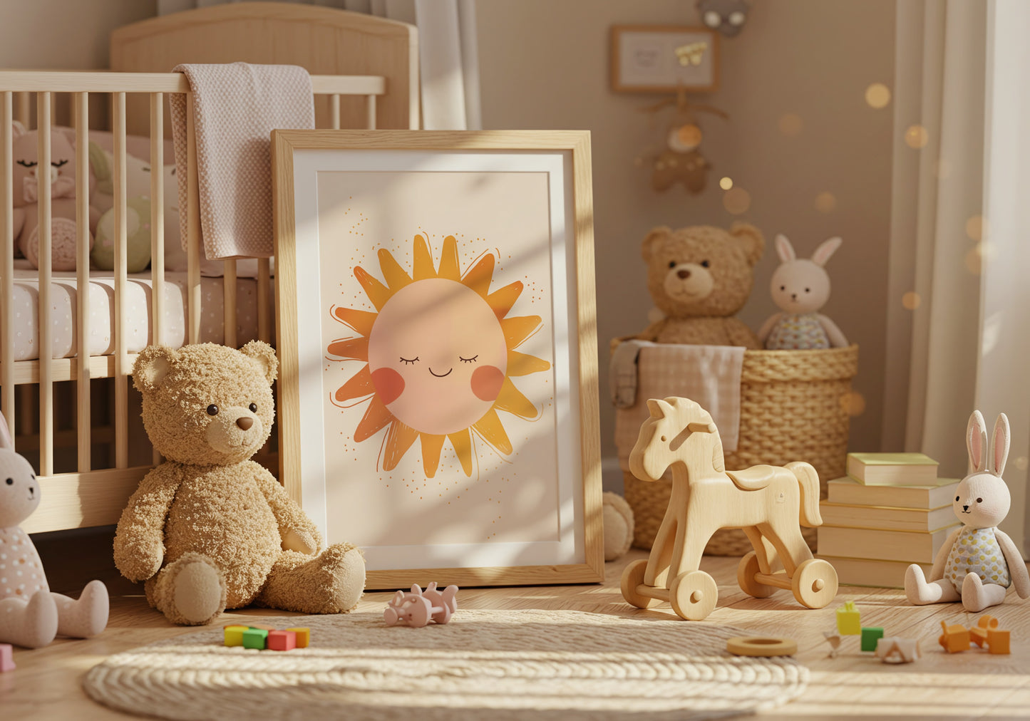 Adorable Smiling Sun Art in Wooden Frame Decor product
