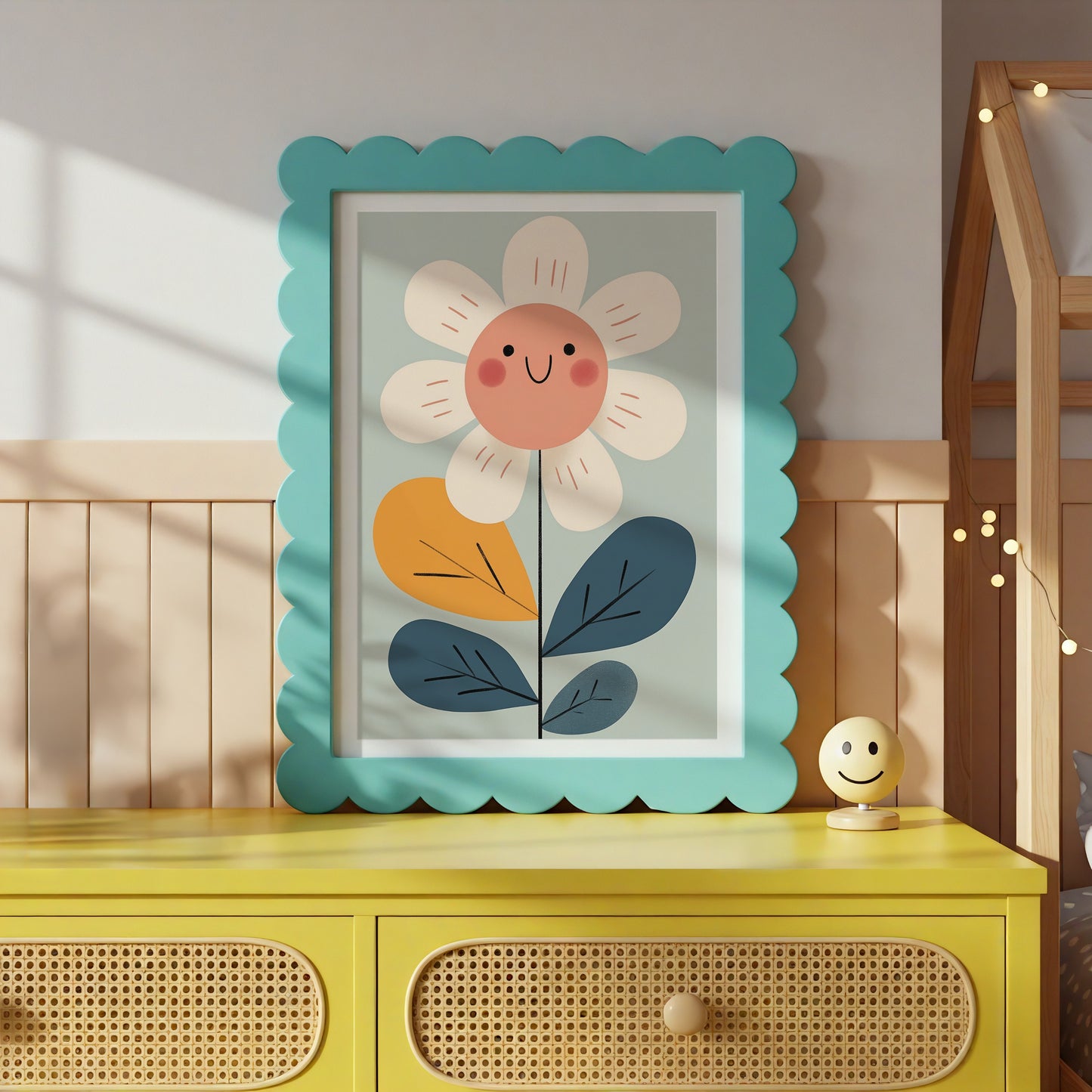 Cheerful Flower Art Print with Blue and Yellow Petals product