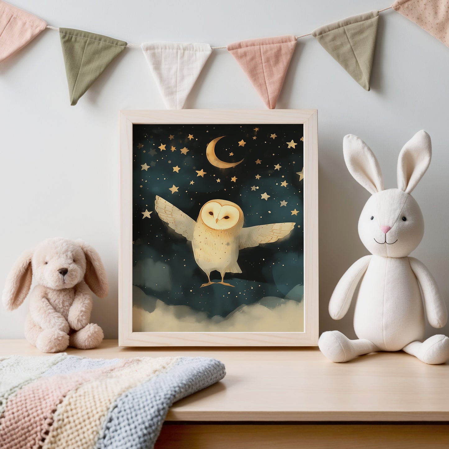 Night Sky Owl Art Print for Kids Room product type