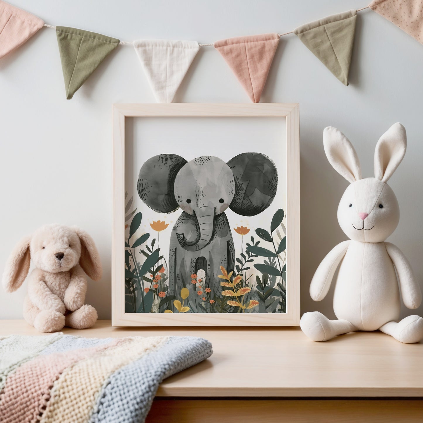 Adorable Elephant Illustration Print for Nursery Room product