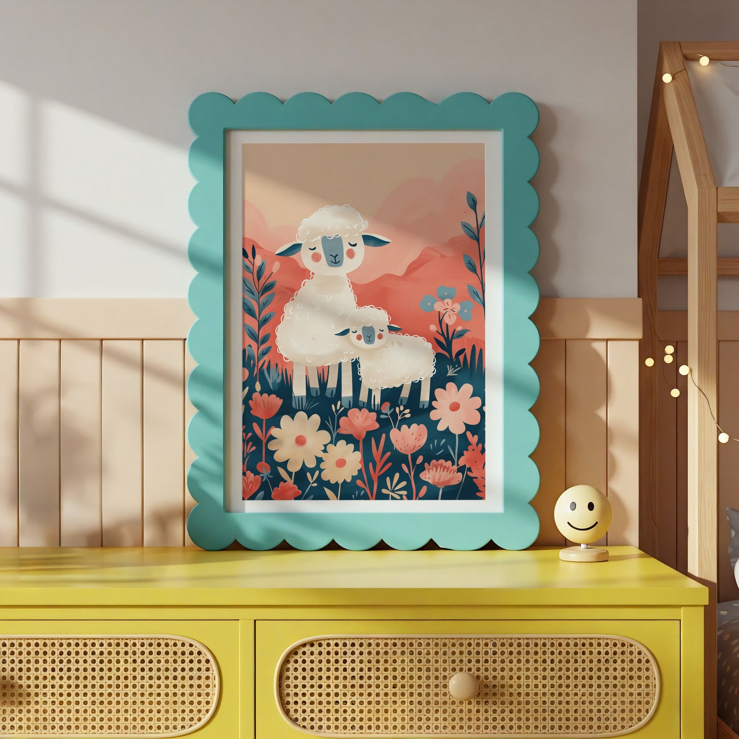 Scenic Lambs Pastel Colored Nursery Wall Art product