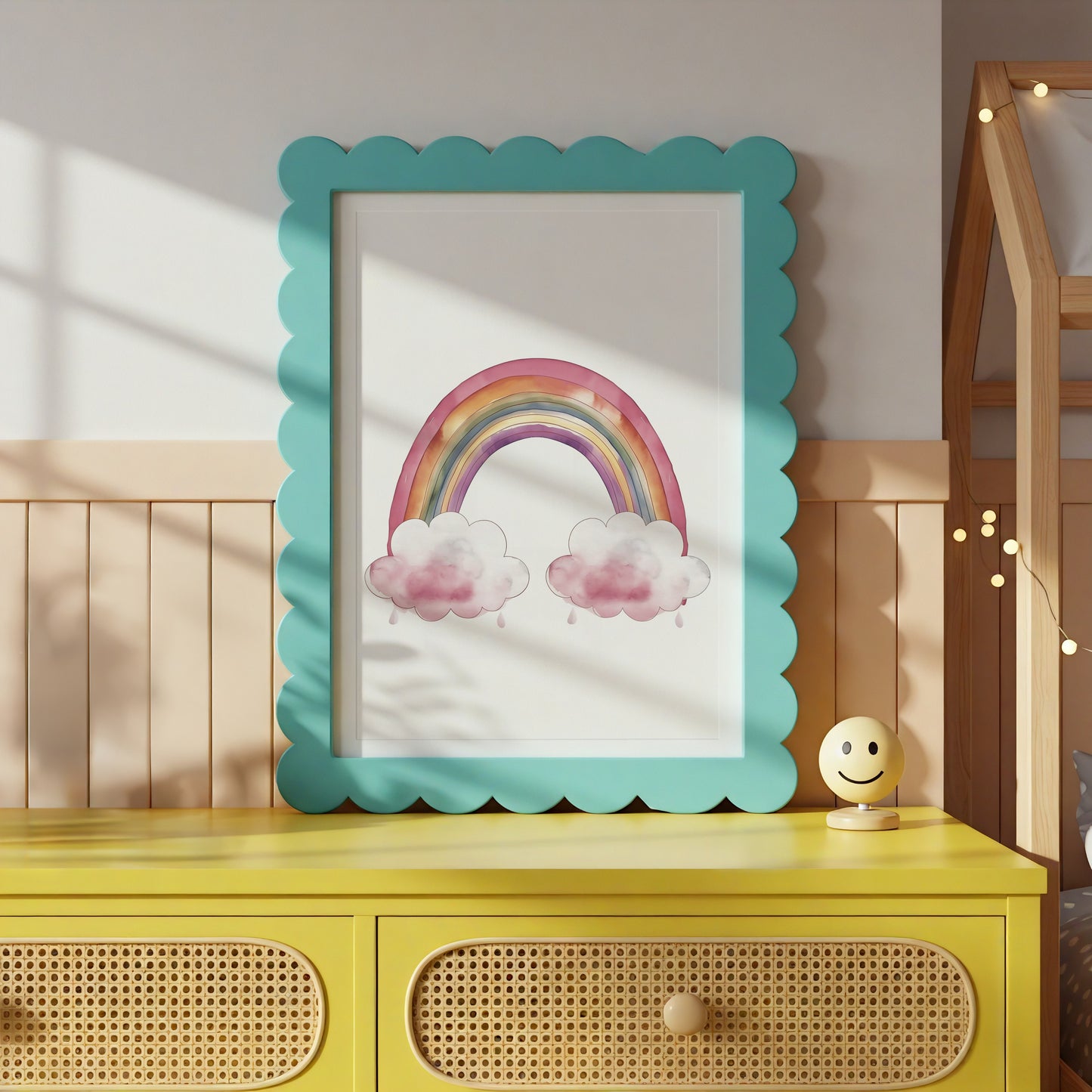 Colorful Rainbow with Clouds Art Print product