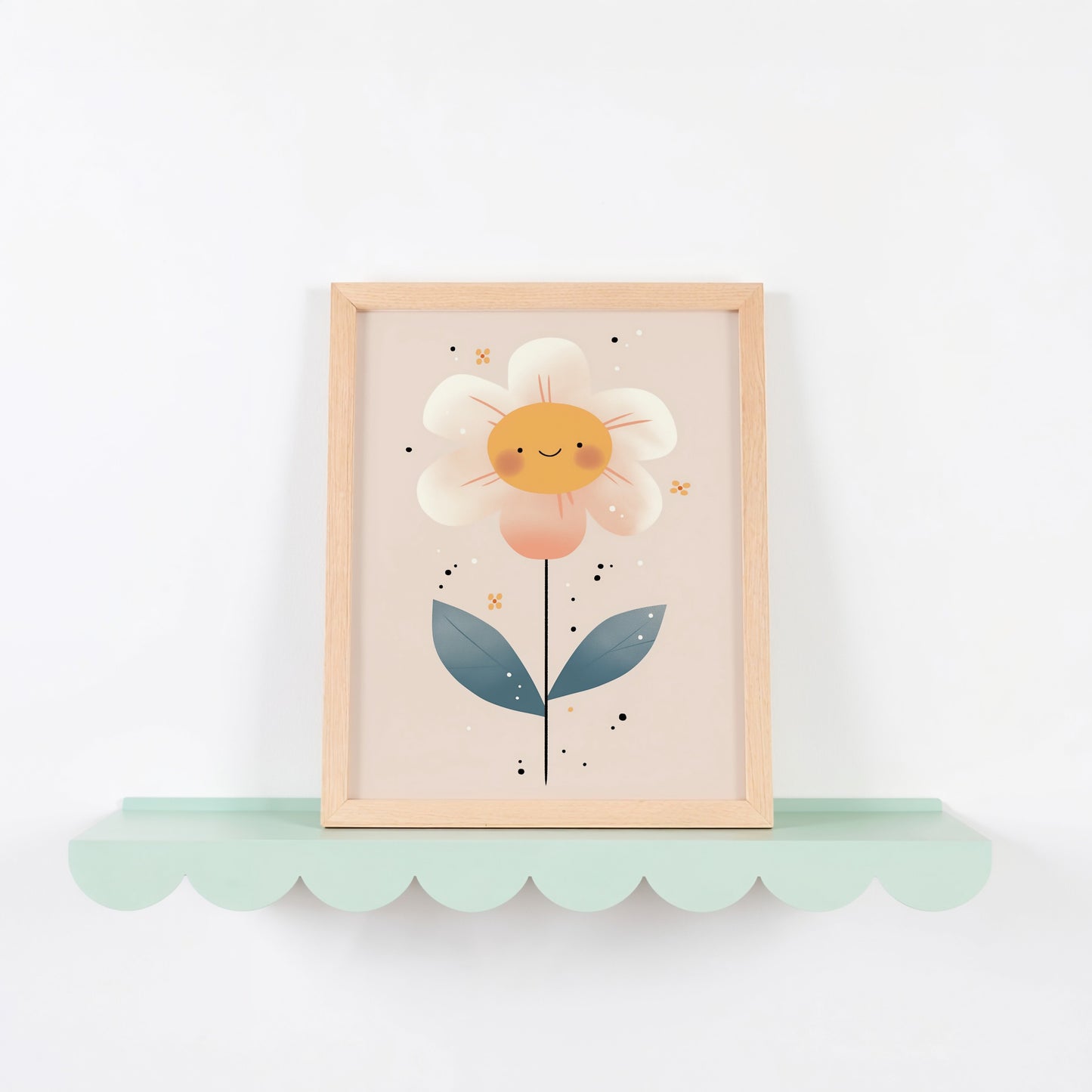 Happy Flower Wall Art Natural Wooden Frame product