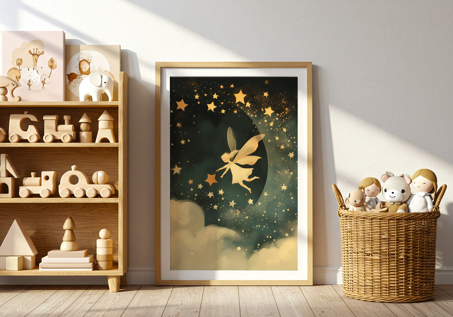 Dreamy Starry Night Fairy Art Print for Kids Room product