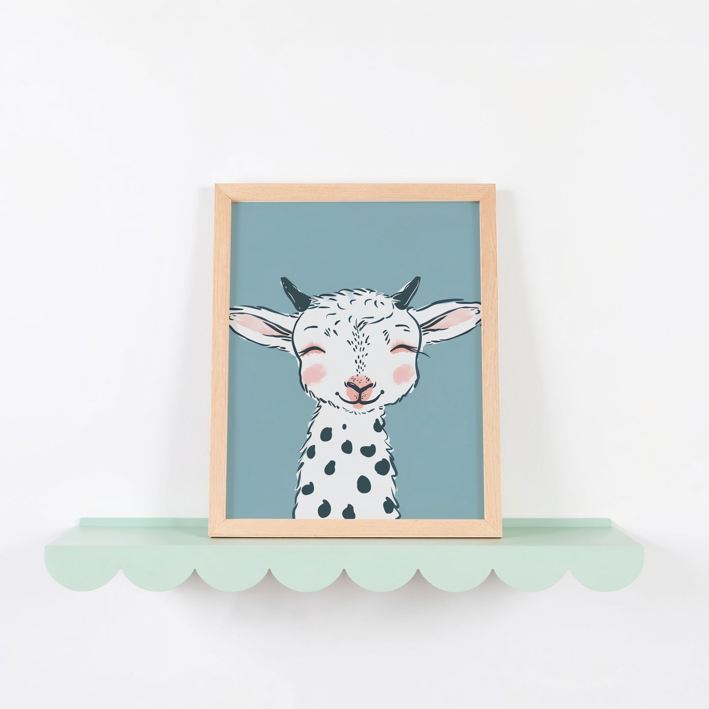 Cute Nursery Wall Art with Smiling Goat Print product type