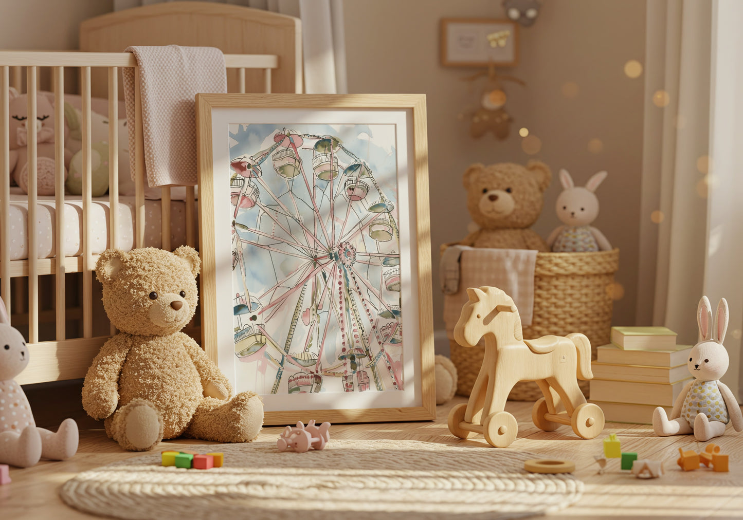 Cute Ferris Wheel Art Print for Nursery Wall Décor product type