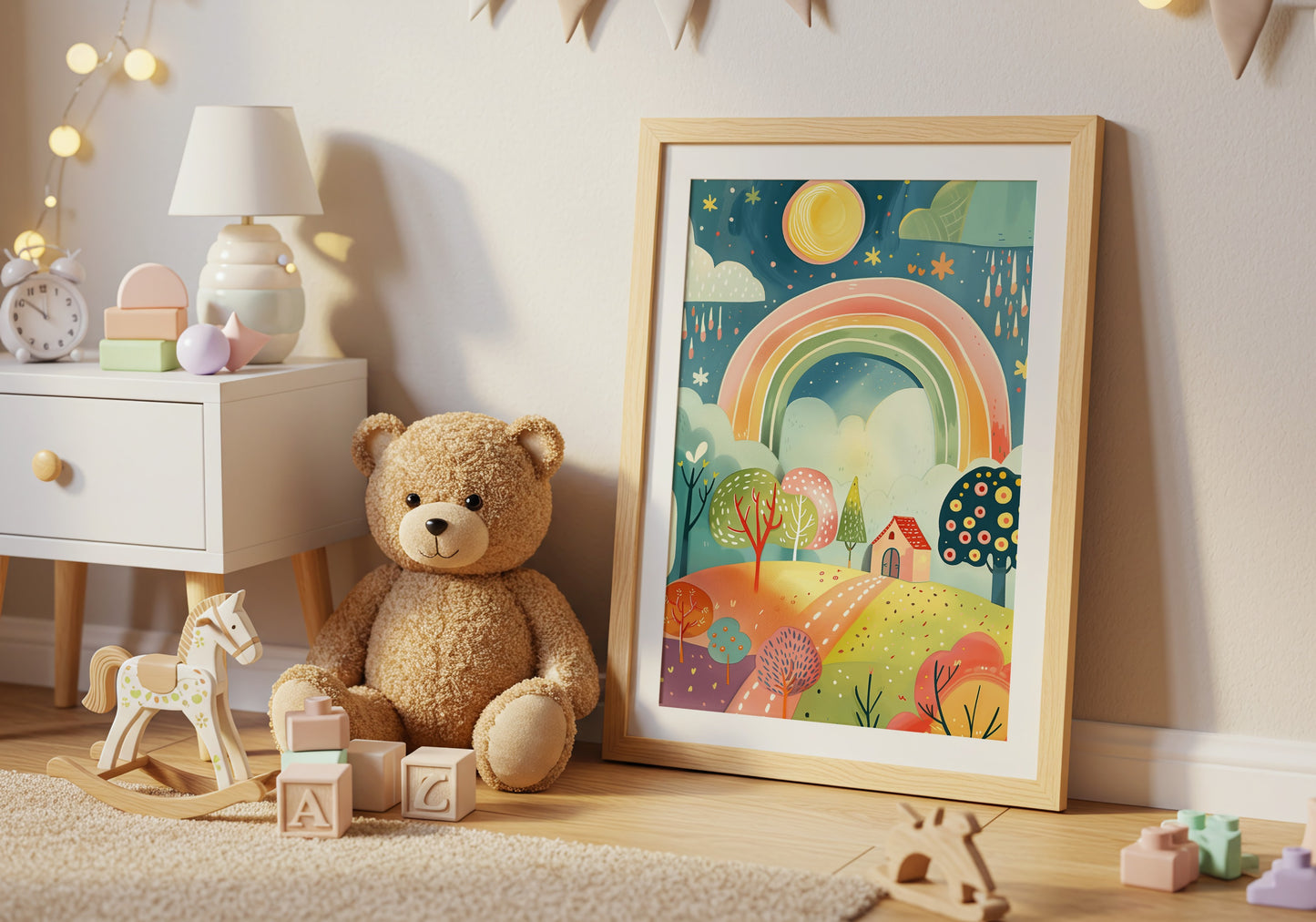 Whimsical Rainbow Landscape Nursery Wall Art product