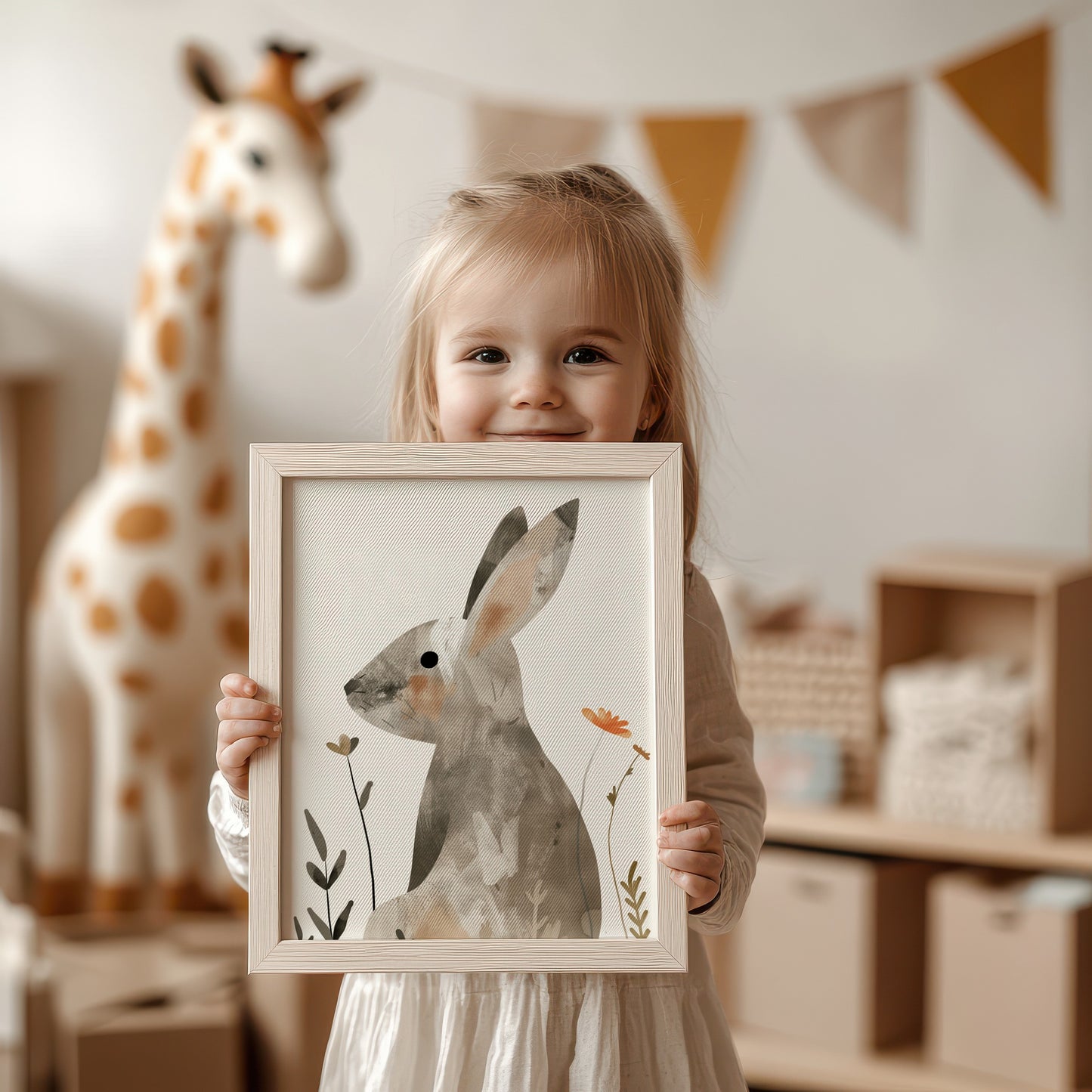 Adorable Rabbit Art Print for Kids Room Decor product