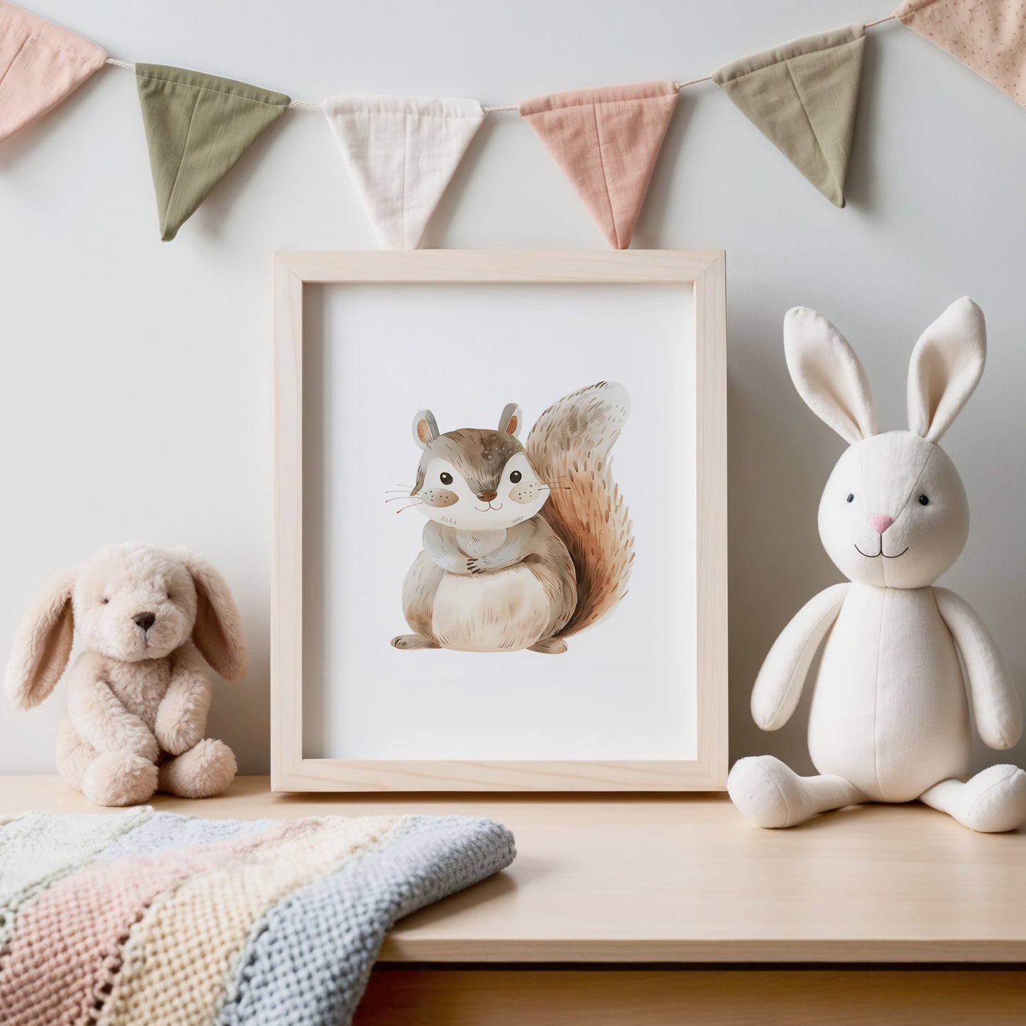 Adorable Forest Squirrel Print for Nursery Room product