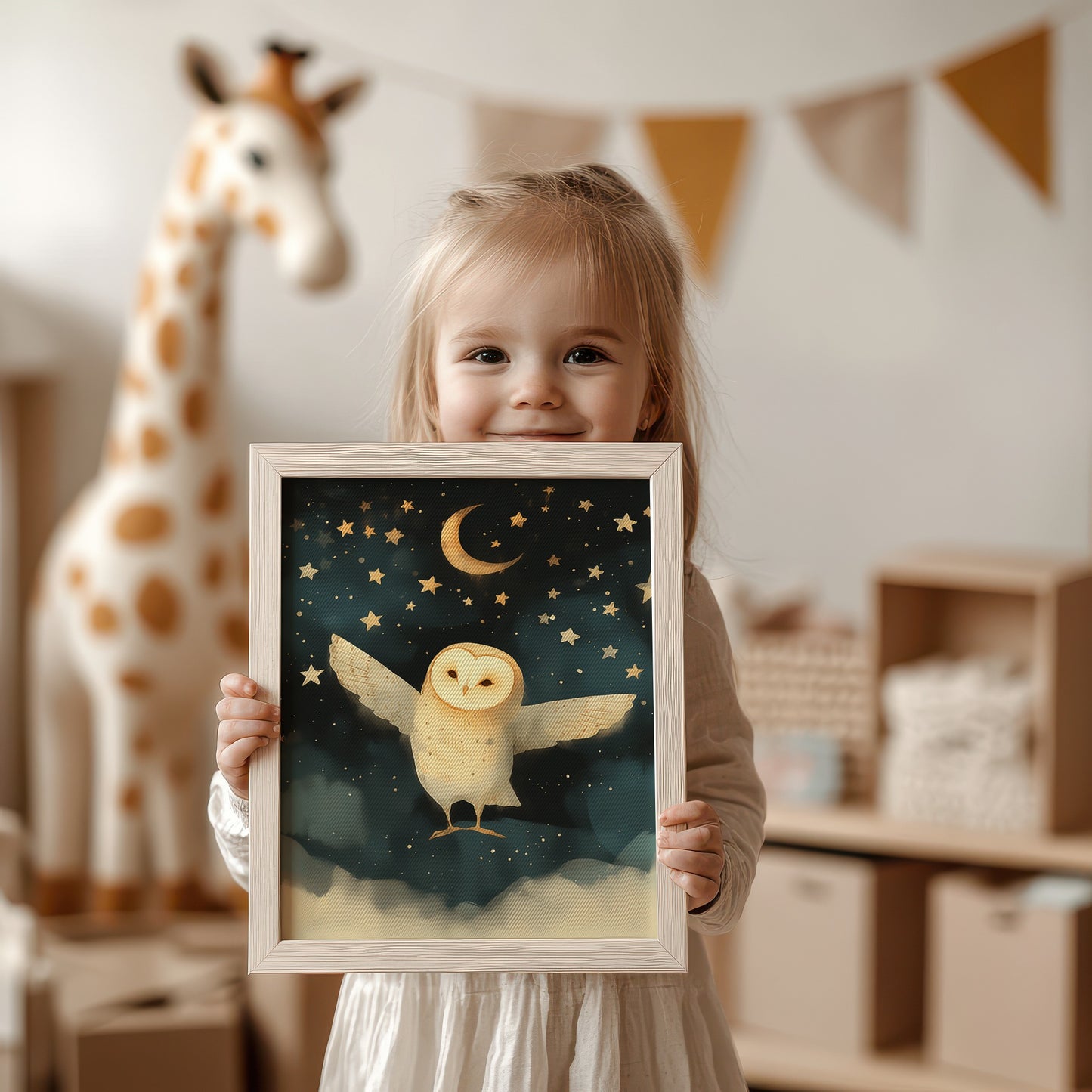 Adorable Owl Moon and Stars Kids Room Decor product