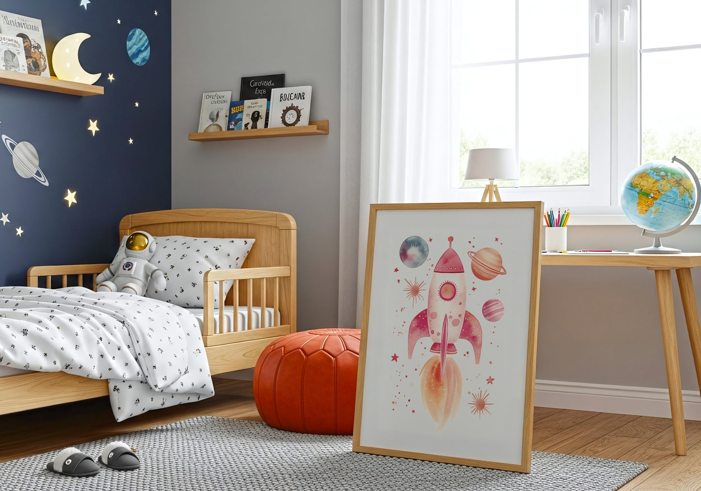 Outer Space Kids Room Decor Rocket-themed Poster product type