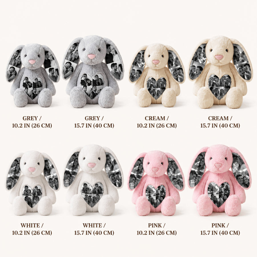 Custom Photo Bunny Plush on Ears & Belly