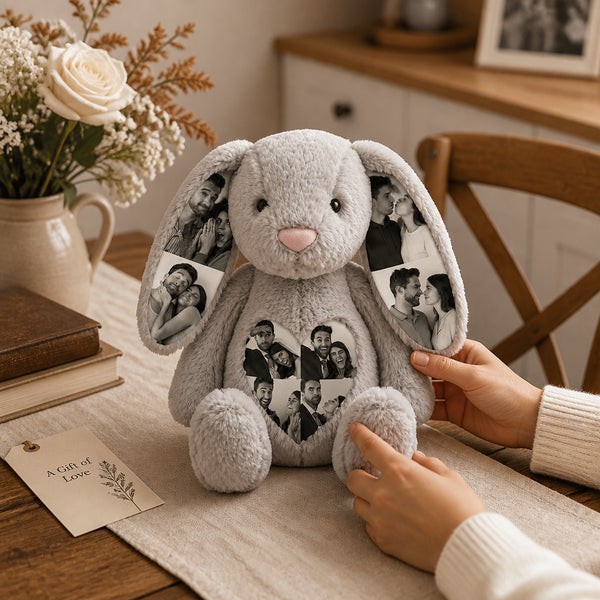 Custom Photo Bunny Plush on Ears & Belly