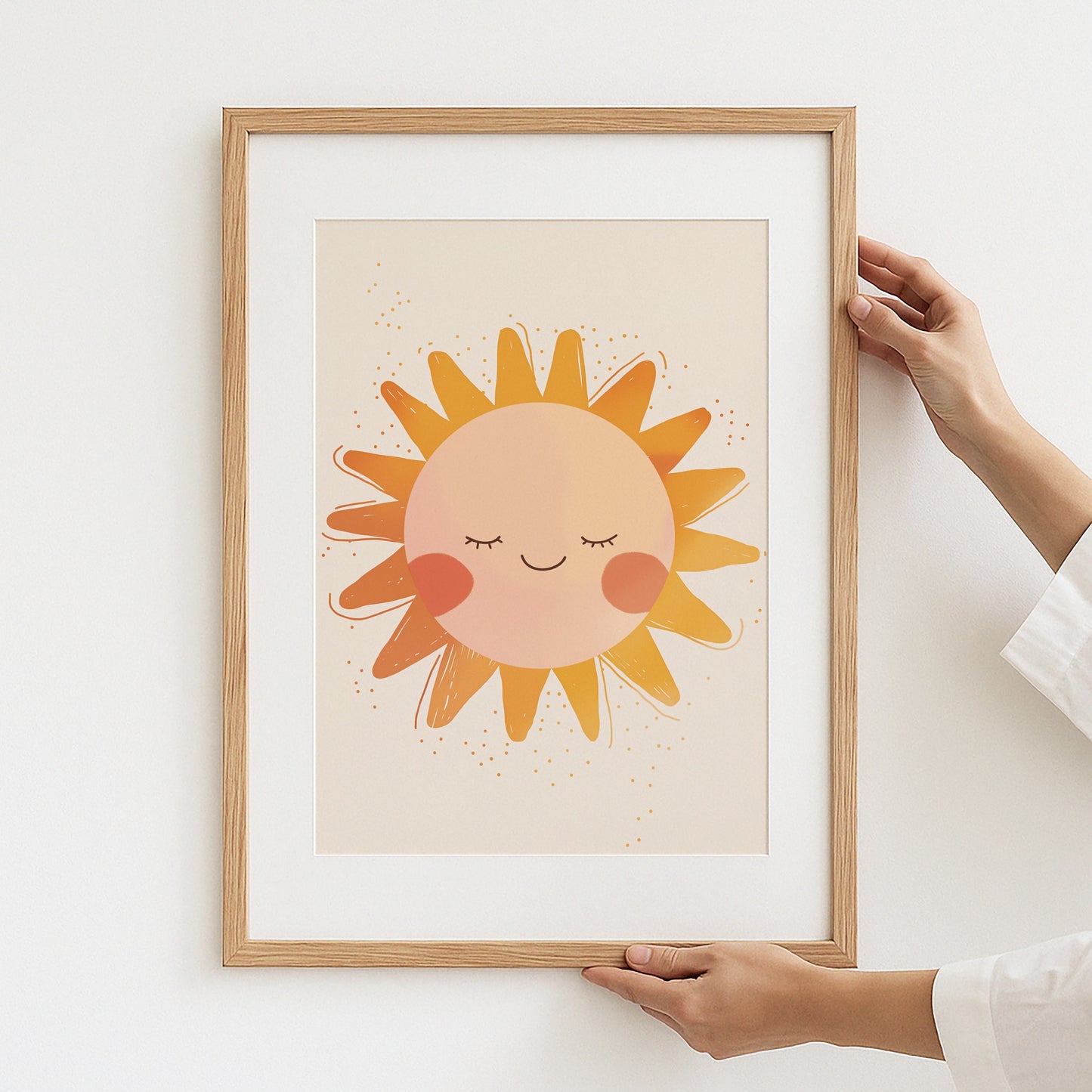 Adorable Sleeping Sun Wall Art Print for Kids' Rooms product
