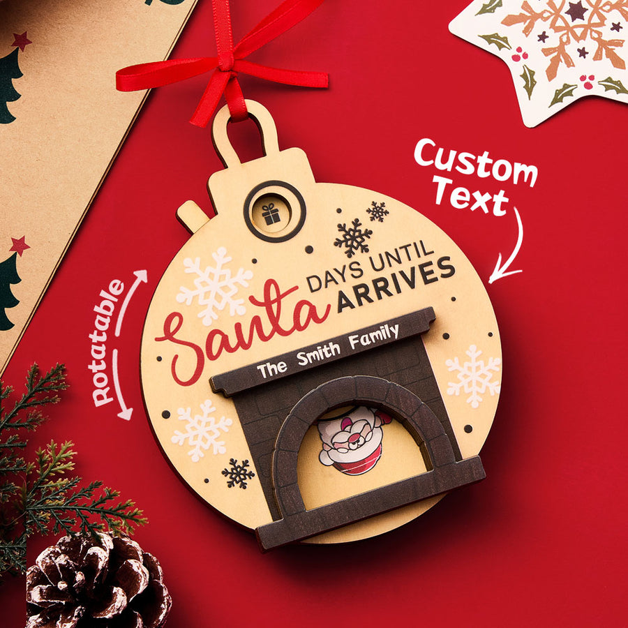 Santa in Fireplace Christmas Countdown Ornament