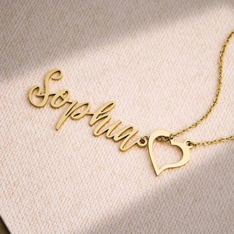 Custom Heart Name Lariat Necklace