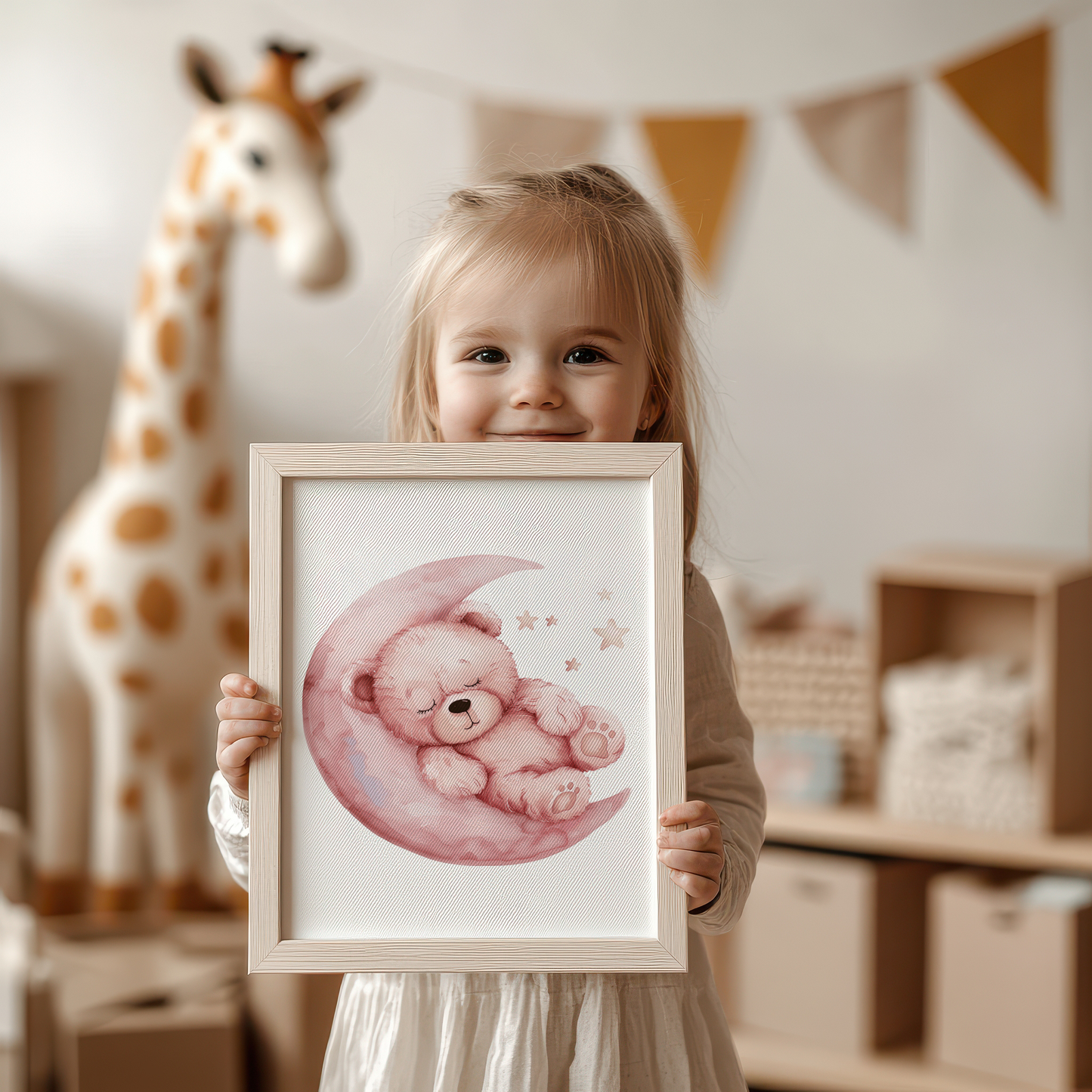 Adorable Teddy Bear Moon Artwork for Nursery product