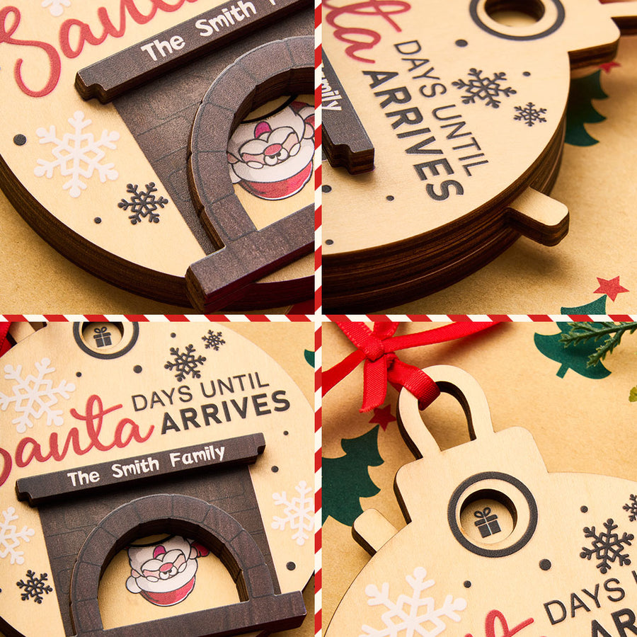 Santa in Fireplace Christmas Countdown Ornament
