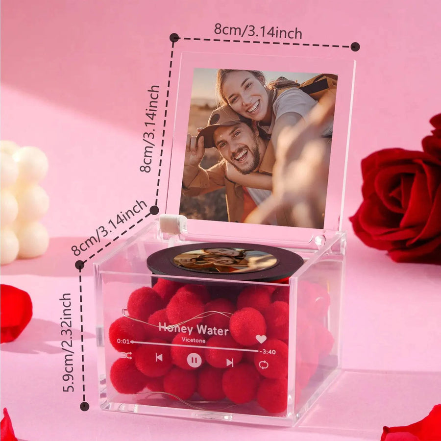 Custom Photo Mini Record Player Music Box with Light