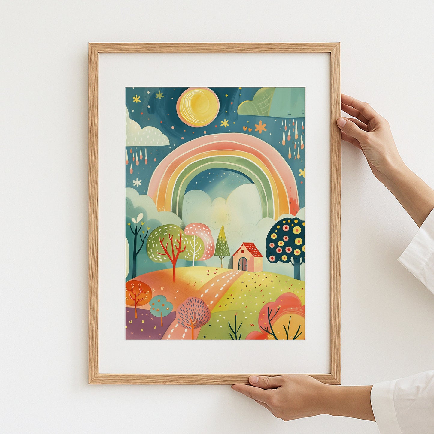 Whimsical Rainbow Landscape Art Print product type