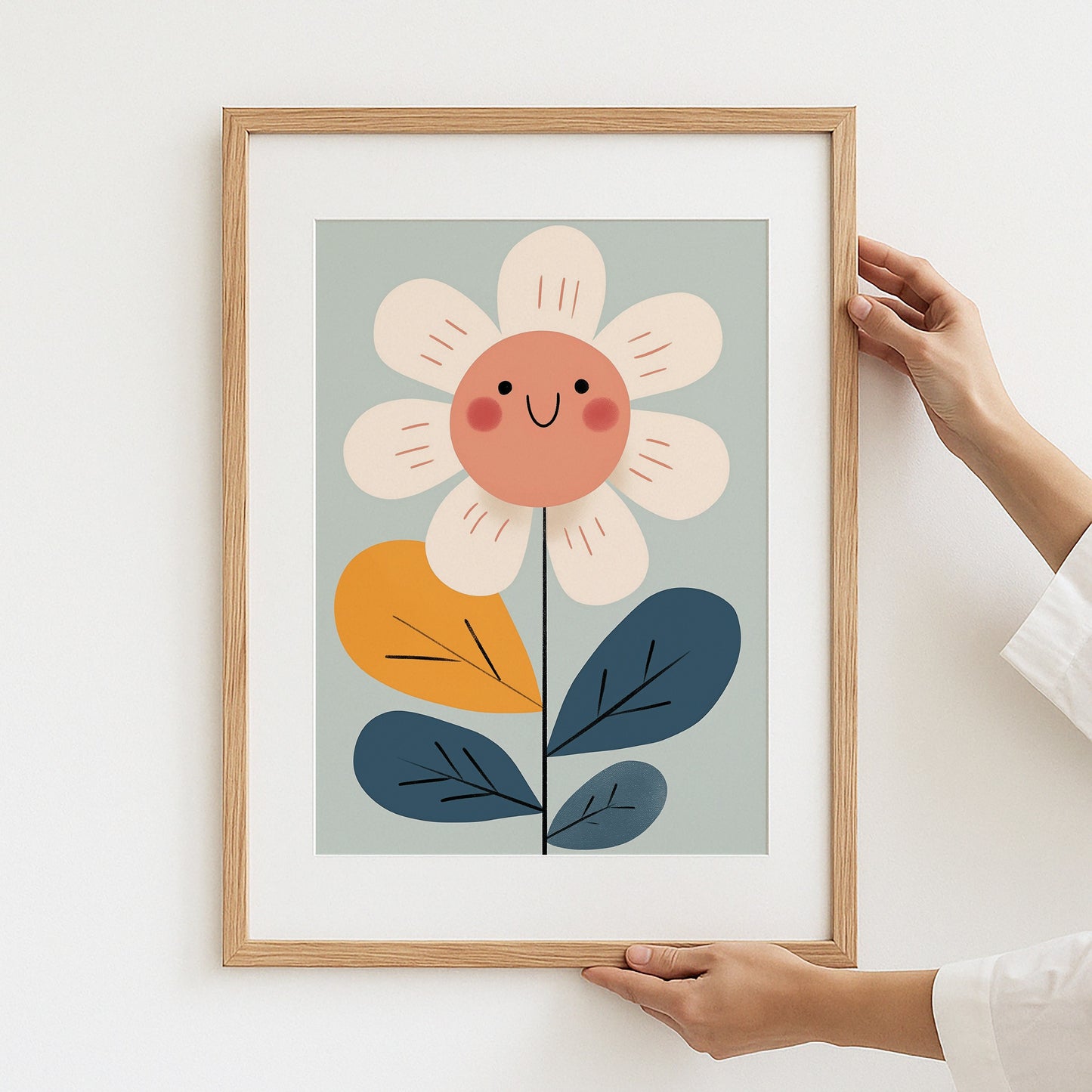 Cheerful Smiling Flower Art Print for Nursery product type