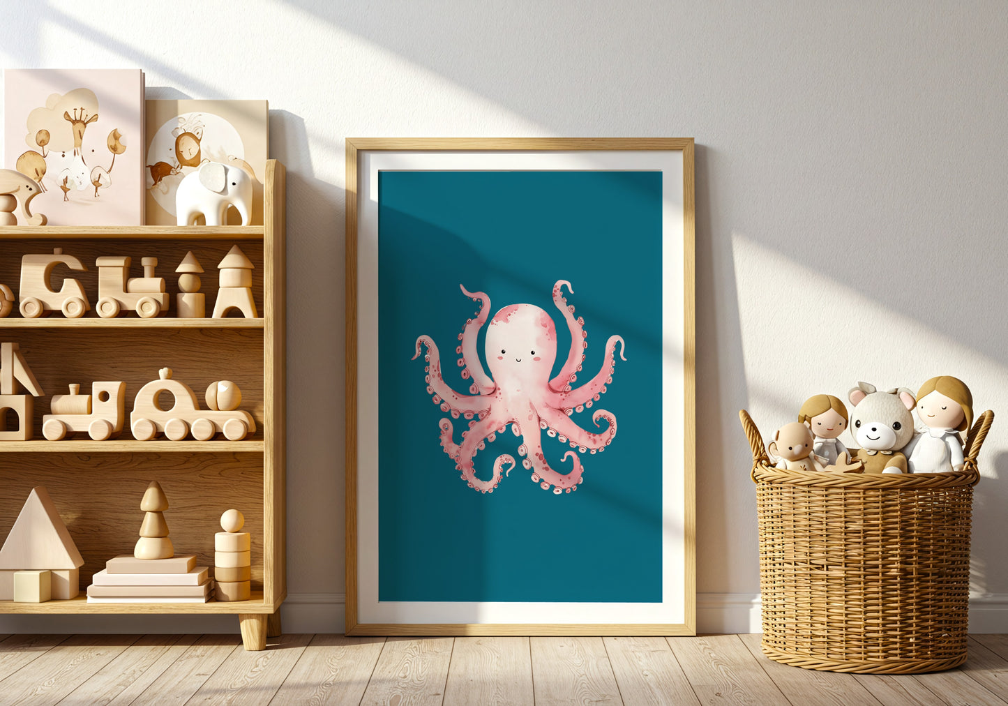 Adorable Pink Octopus Artwork for Kids Room product type