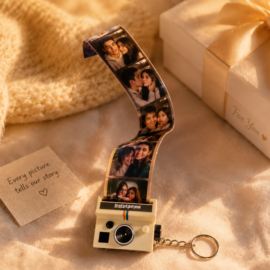 Mini Film Camera Keychain with 5–10 Custom Photos